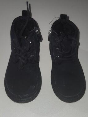 Kids Black Lace-Up UGG Boots With Side Zip Size 10 Toddler